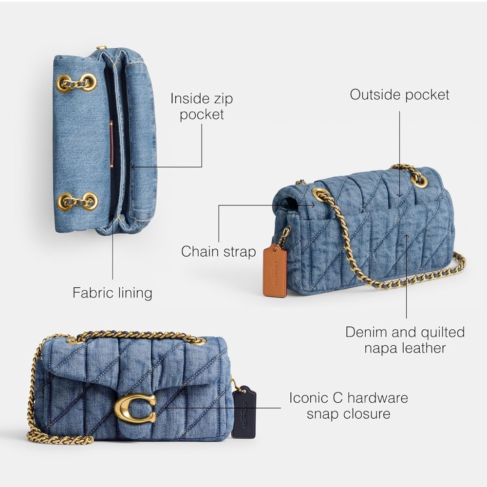 New Coach Denim Tabby Shoulder Bag 20 - Picture 4 of 10